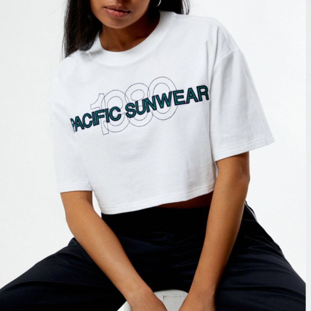 PacSun Pacific Sunwear 1980 Cropped T-Shirt 100% Cotton Women's Size Medium NWT - Picture 4 of 7